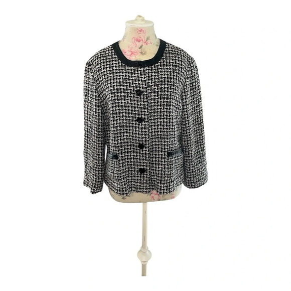 Tweed Lady  / Vtg / Black and White Pendleton Silk Blend Jacket - Picture 1 of 10